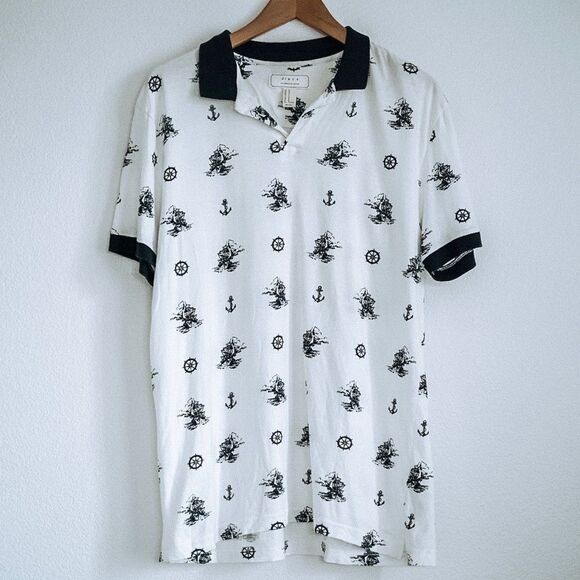 Forever 21 Nautical Preppy Polo Sailor Shirt with Blue Collar Size M - Picture 1 of 5